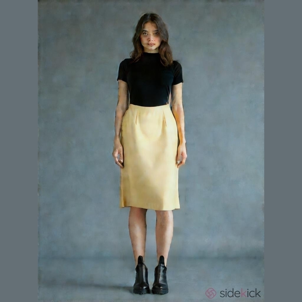 Retro 90's Yellow Businesscore Pencil Skirt
